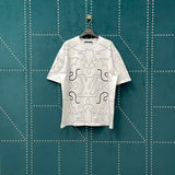 Louis Vuitton LV T-shirt Full Print Striped Vintage Floral Print logo round Neck Short Sleeve25ss New Pure Cotton Unisex Style T T-shirt OS Loose Fit Base Shirt Top Half Sleeve T-Shirt