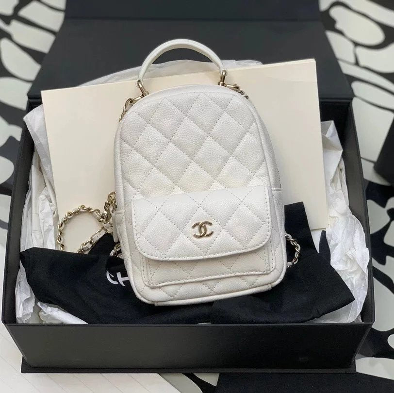 Chanel Backpack Bag Top version 【**Surrogate Shopping Version Original Leather】CoCo24C Early Spring Vacation Backpack Small Bookbag24C New Backpack Lychee Pattern Cowhide Women's Small Backpack Shoulder Bag Casual Backpack