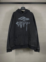 Balenciaga Hoodie 3M Artistic Letter Print Washed Distressed Hoodie Sweatshirt Unisex Sports Casual OS Loose fit versatile style