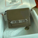 Hermes women's bag Top version Customized Real Shot Small Square Bag Pig Nose Bags Roulis19CMevercolor Leather Pig-Shaped Bun Gold Buckle Silver Buckle Flap Shoulder Messenger Bag Yang Mi Same Style Women Bag