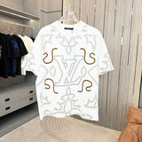Louis Vuitton LV T-shirt Full-body Colorful Embroidery Craft logo round Neck Short Sleeve25ss New Pure Cotton Unisex Style T Casual T-Shirt Base Layer Shirt OS Loose Fit Half Sleeve Top Plus Size