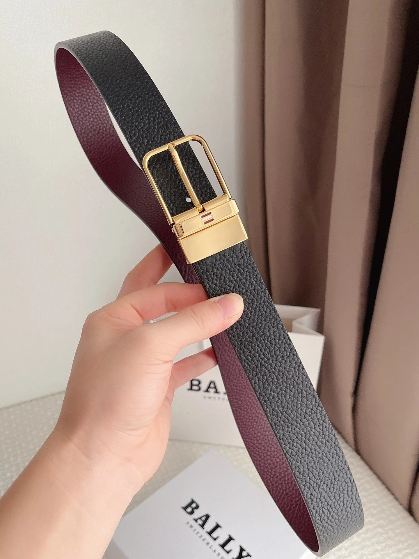 Bally Belt Top version Original Single Belt Counter New Men's Double-Sided Casual Business Belt Wide3.5cm Double-Sided Head Layer Cowhide Belt First Layer Cow Leather Belt Men and Women Business Casual Belt Belt Men's Leather Belt