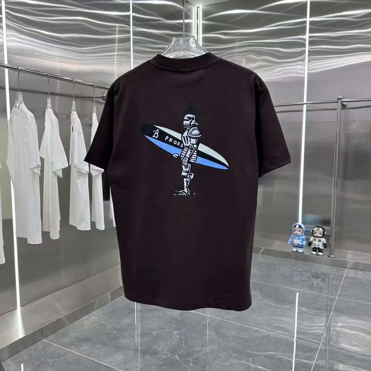 Burberry T-shirt Back Surf Rider Print logo round Neck Short Sleeve25ss New Pure Cotton Unisex Style T Casual T-Shirt Base Layer Shirt OS Loose Fit Half Sleeve Top Plus Size