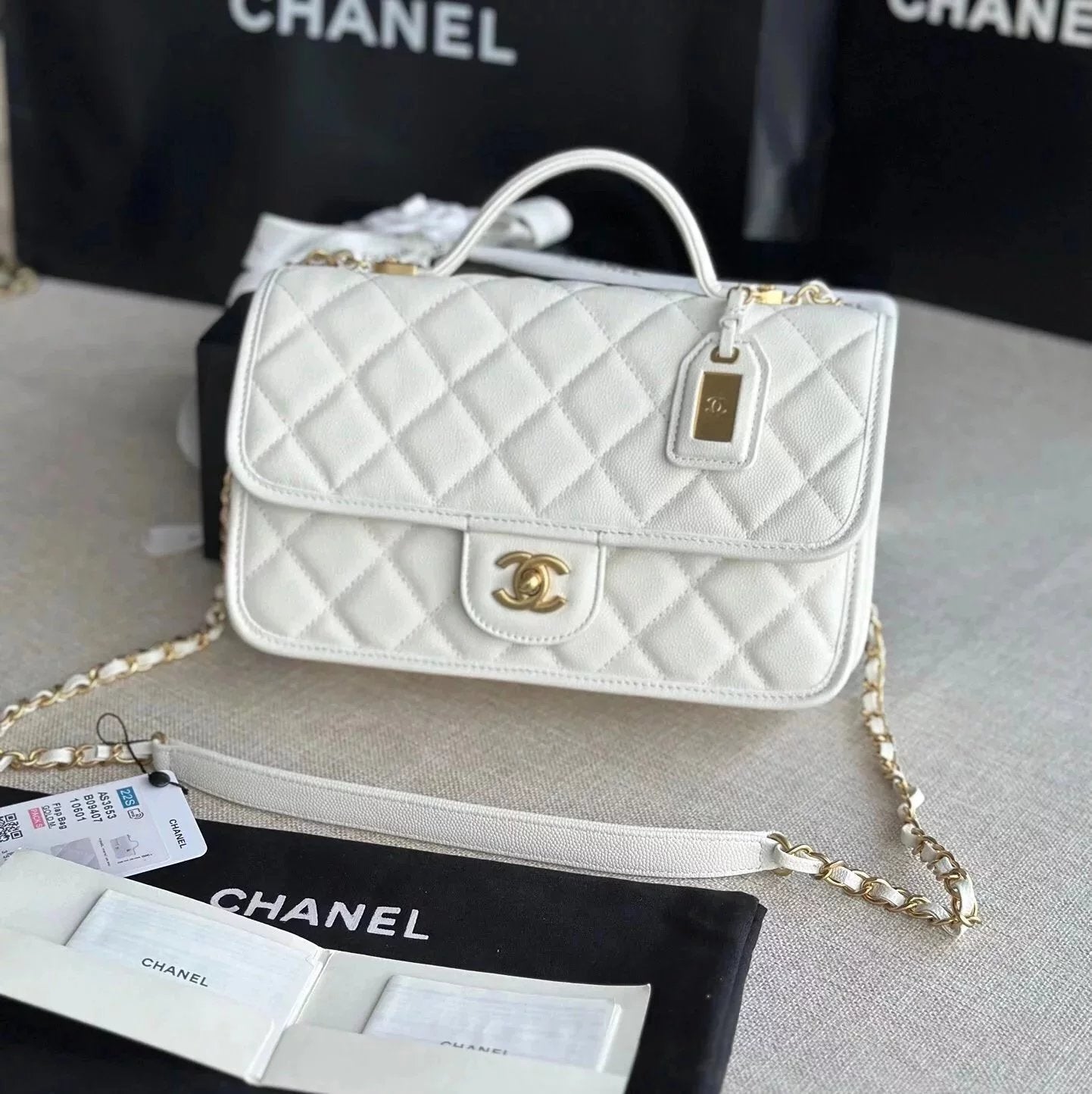 Chanel Women's Bag Top version 【Original Leather New High Version】Home New2022Autumn and Winter Lychee Pattern Cowhide Messenger Bag Square Bag Flap Bag Messenger Bag Home New Small Waste Bag Women's Messenger Bag Flap Bag