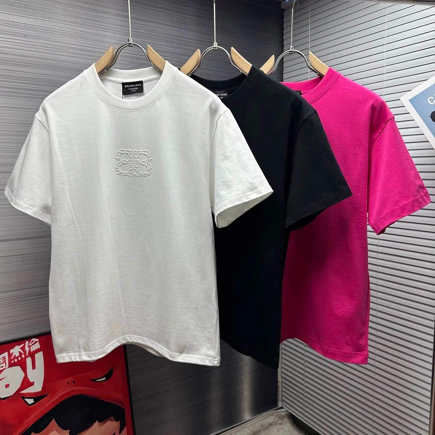 Balenciaga T-shirt Front and back embossed lettering logo round Neck Short Sleeve25ss New Pure Cotton Unisex Style T T-shirt OS Loose Fit Base Shirt Top Half Sleeve T-Shirt