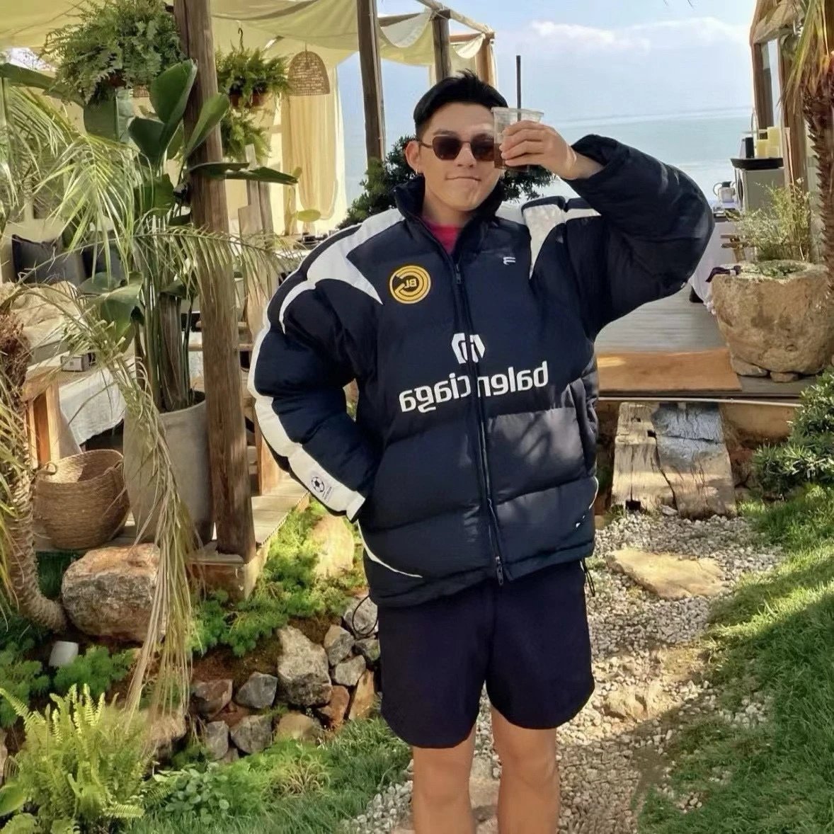 Balenciaga Down Jacket x23SS Balenciaga Collaboration Football Classic Back Letter Print Down Jacket Thickened Cotton Coat Warm