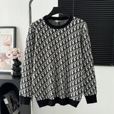Dior Sweater Full Print logo round Neck Sweater25ss Spring New Thickened Long Sleeve Pullover Unisex OS Loose Fit Top Versatile Casual Jacket Lazy Style