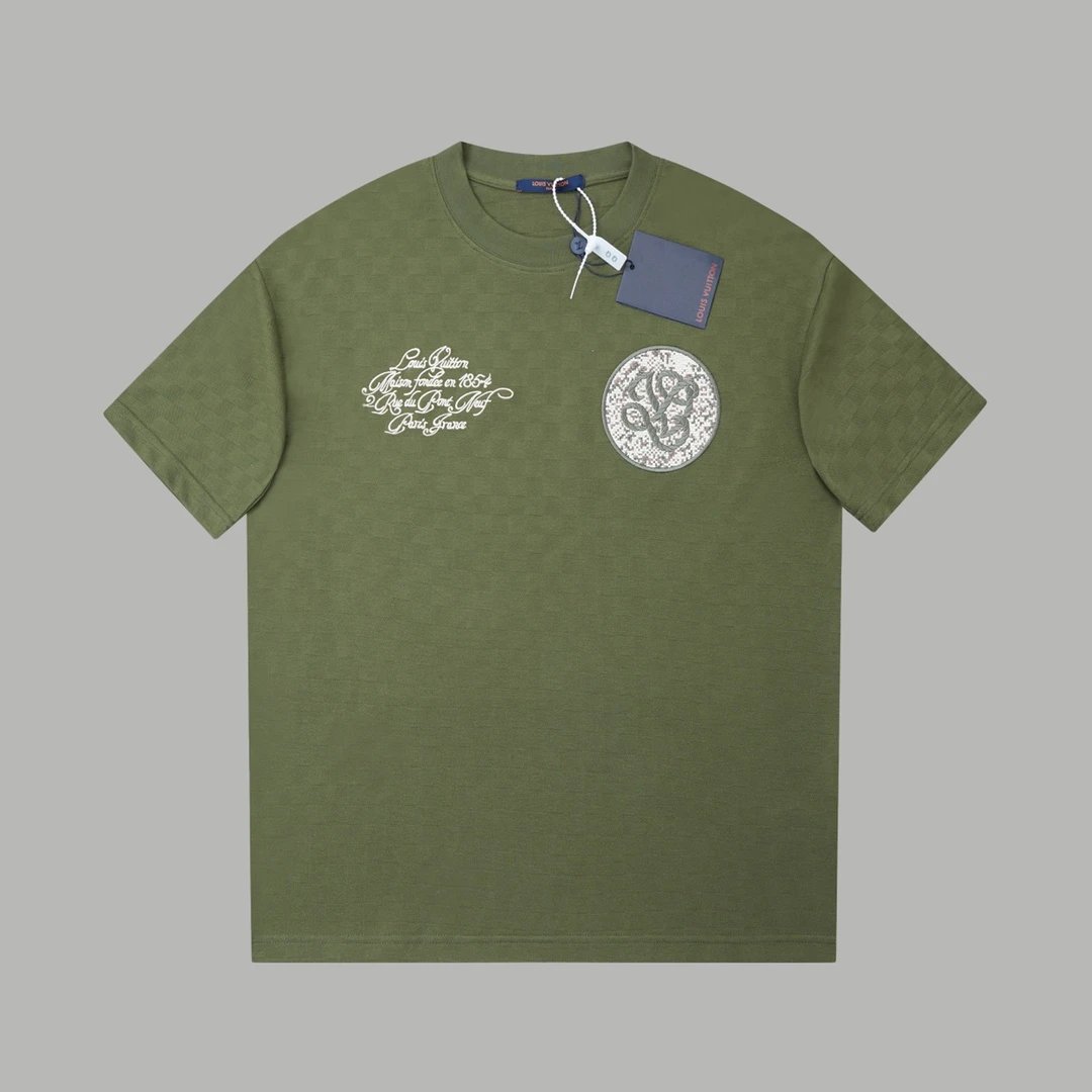 Louis Vuitton LV T-shirt Chest Checkerboard Pattern Embroidery logo round Neck Short Sleeve25ss New pure cotton T Unisex T-Shirt OS Drop Shoulder Loose Fit Base Shirt Top T-Shirt Short Sleeve