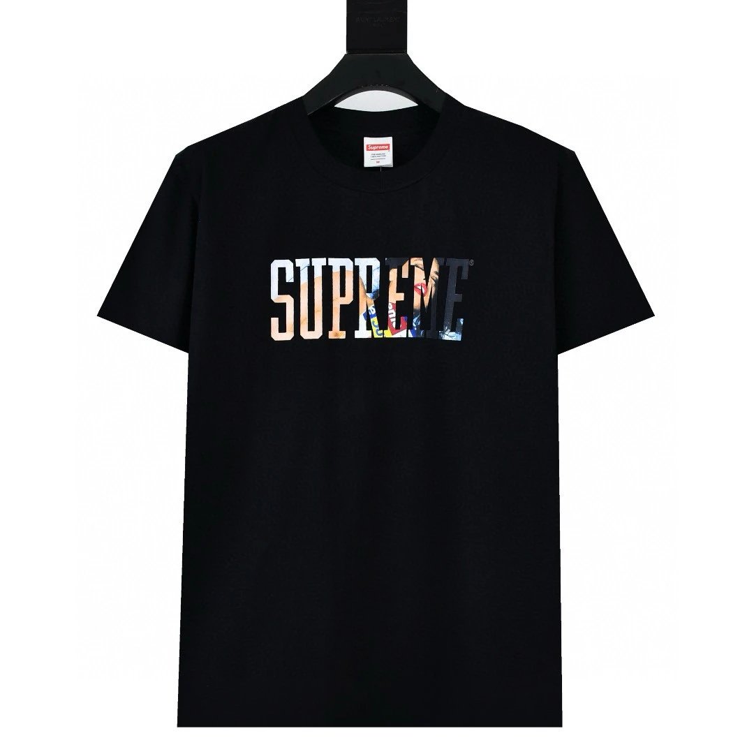 Supreme T-shirt Top Version Counter Same Style Cotton Short Sleeve T T-shirt Men's and Women's Loose Summer Base Casual Half Sleeve