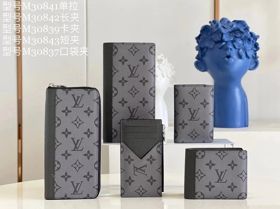 Louis Vuitton LV Wallets/Clutches Top version M30841Gray Book ZippyVertical Wallet【M30842Gray】This Paragraph Brazza The Suit Wallet Men's Wallet Card Holder Short Wallet Wallet Pocket Clip Clutch Mobile Phone Bag Zipper Wallet Handbag