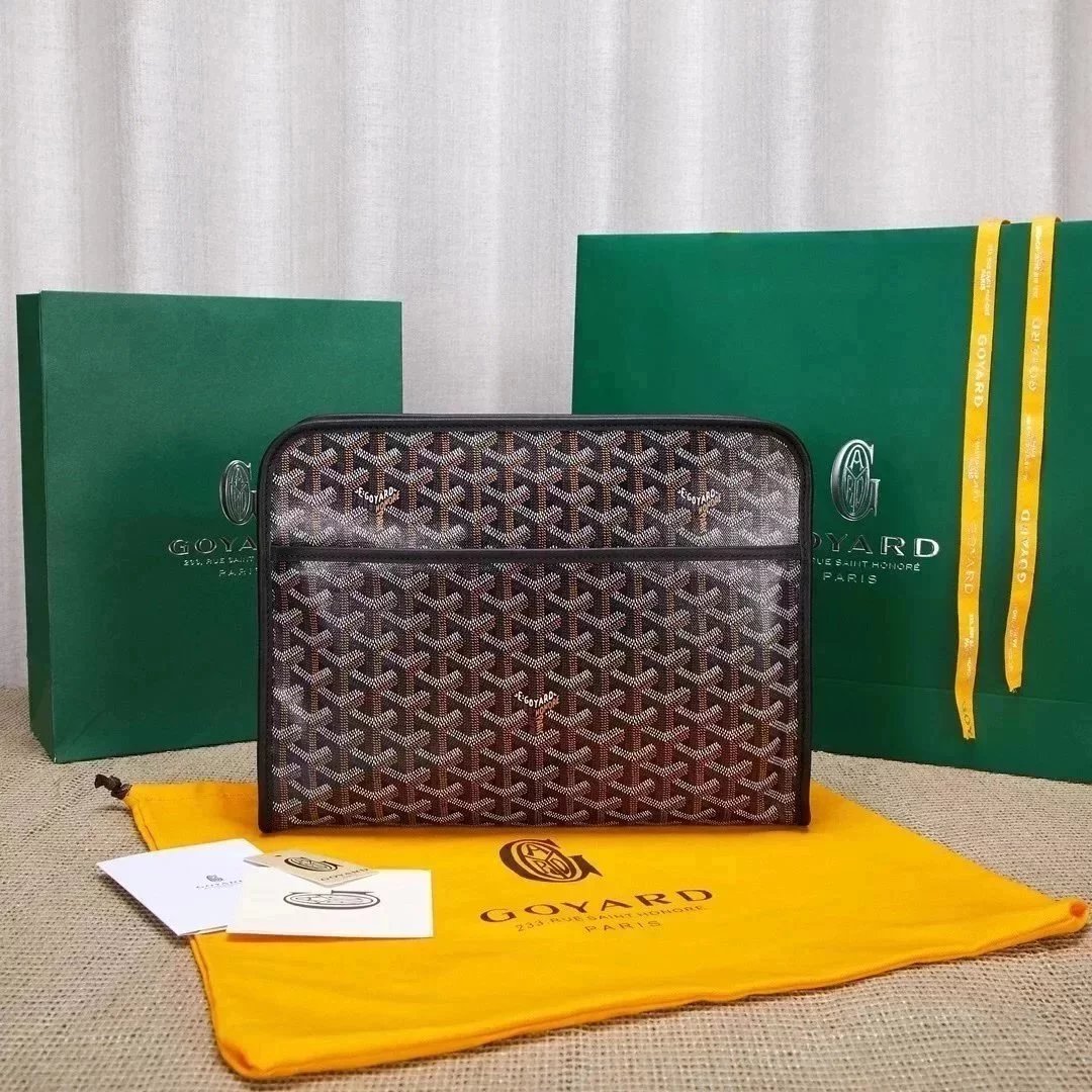 Goyard Bag Top version Original Single Zipper Wash Bag Clutch Unisex Men's and Women's Bags with Imported First Layer Cowhide Clutch