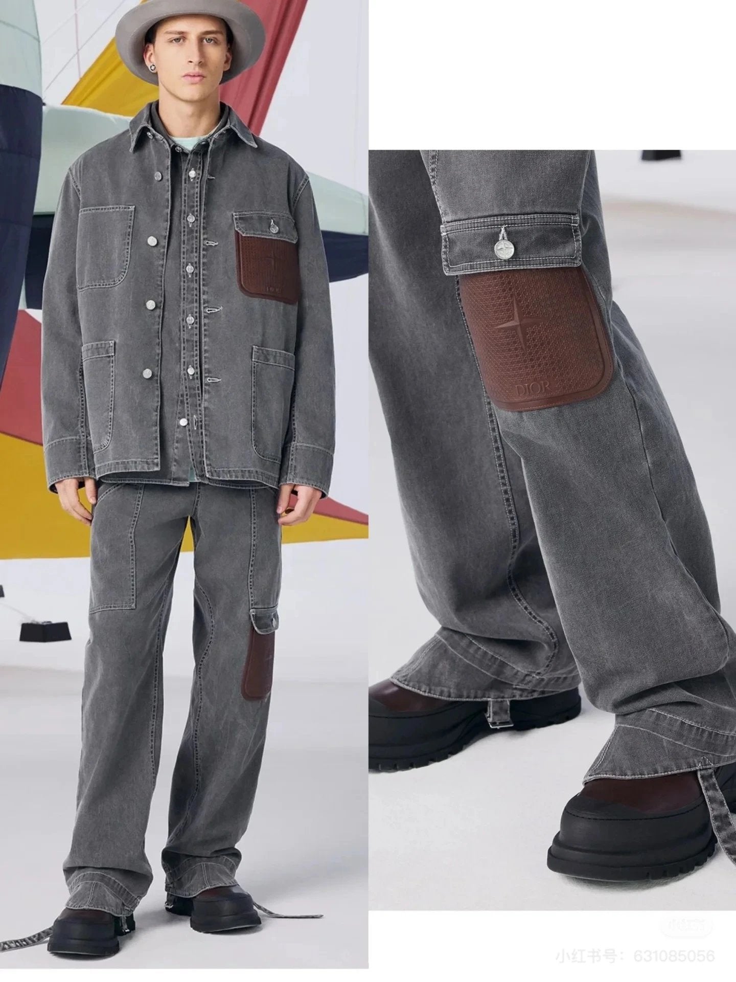 Dior Jackets Joint Name Multi-Bag Patch Denim Jacket Coat Men's and Women's Same Autumn and Winter New Loose Sports and Leisure All-Matching