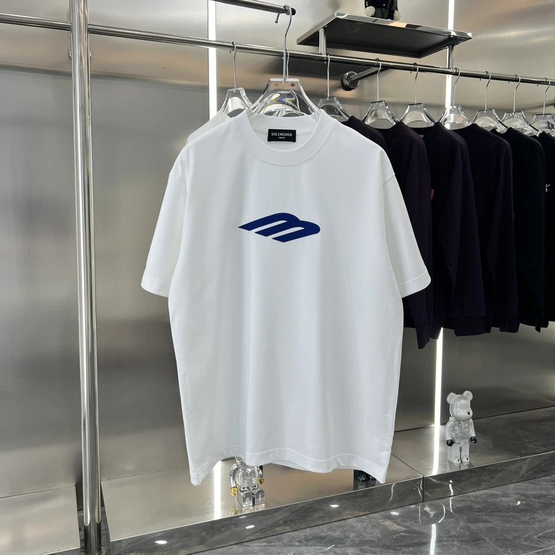 Balenciaga T-shirt Three-Dimensional Silicone M Round Neck Short Sleeve Pure Cotton Unisex T Shirt Bottoming Shirt OS Loose Fit T-Shirt