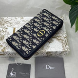 Dior Women's Bag Top version Women's Long Zip Wallet Wallet Clutch Cowhide Embroidered Wallet Female Wallet Wallet Clutch