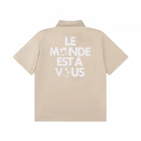 Louis Vuitton LV Shirt Backside Letter Print logo Shijia Turn-down Collar Short Sleeve Shirt Casual Business Versatile Slim Fit Unisex Jacket