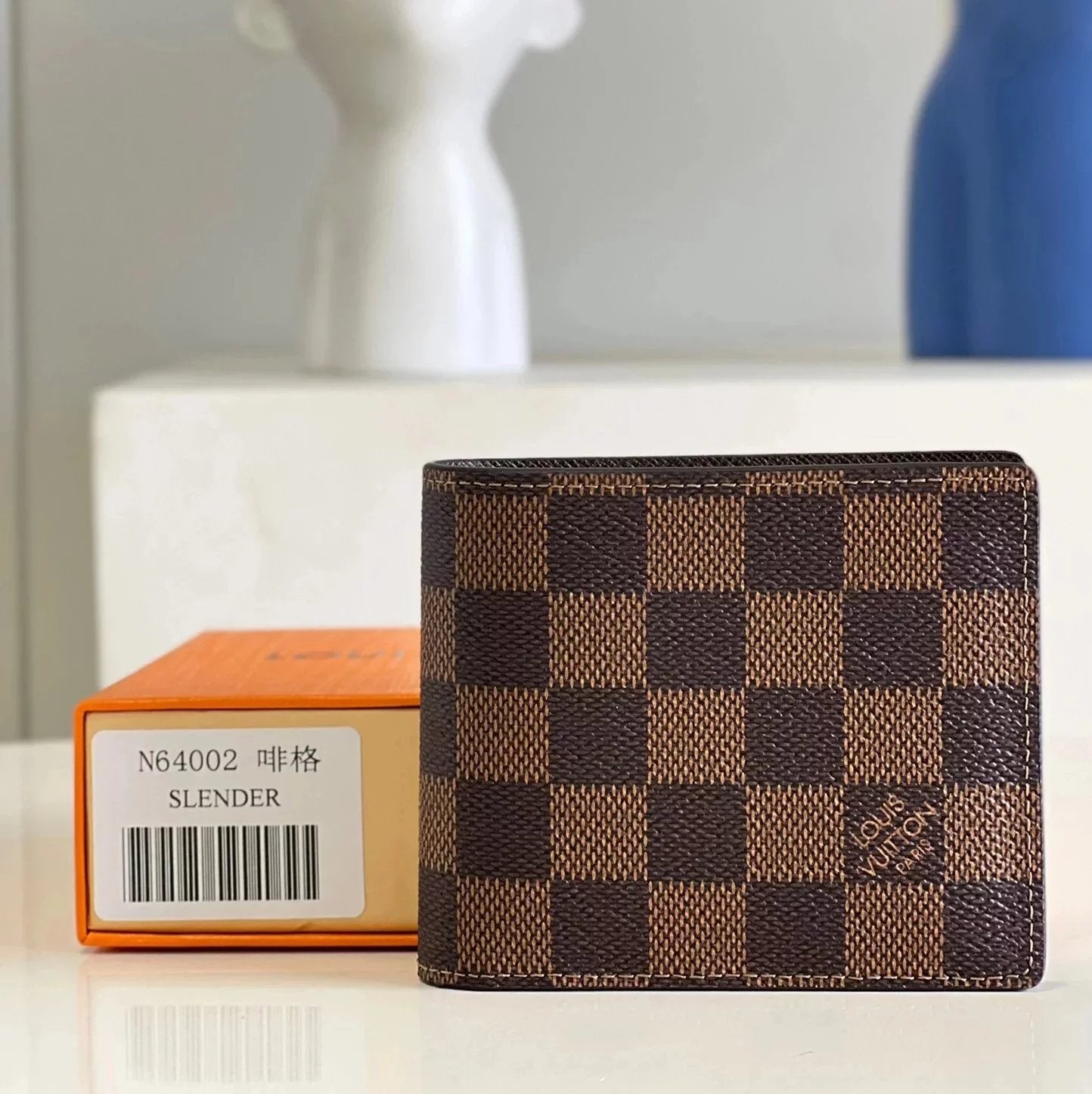 Louis Vuitton LV Wallets/Clutches Top version M64002SLENDER Wallet Boys Wallet Folding Pocket Clip Wallet Made of Masculine Style MonogramEclipse Made of Canvas Fabric，This Style Slender Small and Thin Wallet