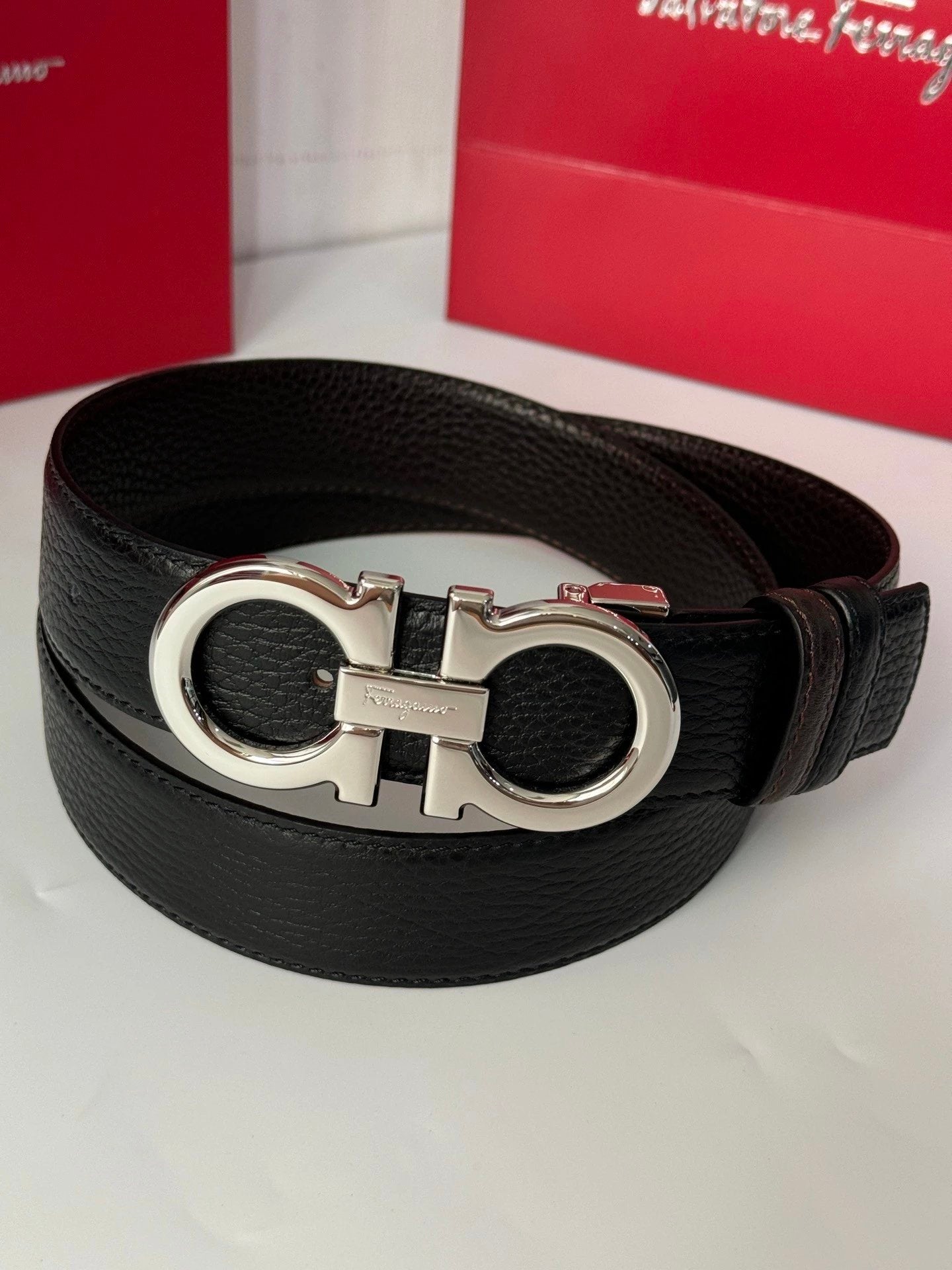 Ferragamo Belt Top version Belt Width for Men and Women3.5cm with Chip nfc Anti-Counterfeiting Full Package Italian Double-Sided Cowhide with Boutique Brass Buckle Length