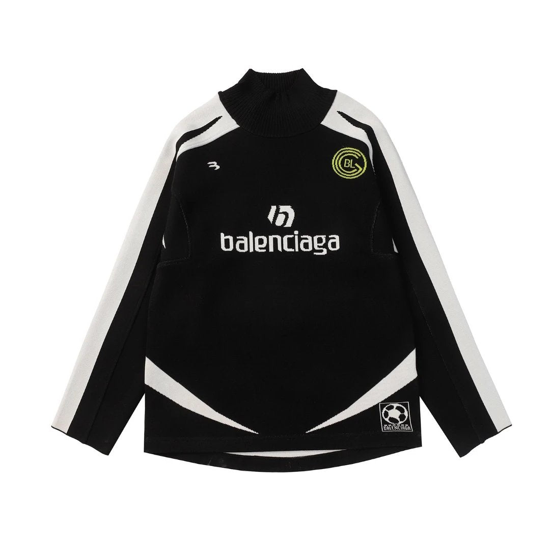 Balenciaga Sweater Autumn Winter Manchester United Collaboration10High-neck Football Sweater Long Sleeve Thickened Lazy Style OS Loose Fit Unisex Knit Top Jacket for Both Inner and Outer Wear