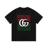 Gucci T-shirt Color Matching Double G Letter Direct Print logo round Neck Short Sleeve25ss New pure cotton T Unisex T-Shirt OS Loose Fit Base Shirt Top Half Sleeve T-Shirt