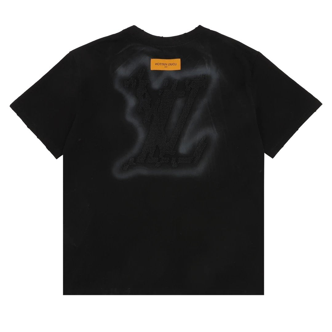 Louis Vuitton LV T-shirt Front and Back Hand-Painted Embroidery logo round Neck Short Sleeve25ss New pure cotton T Unisex T-Shirt OS Drop Shoulder Loose Fit Base Shirt Top T-Shirt Short Sleeve