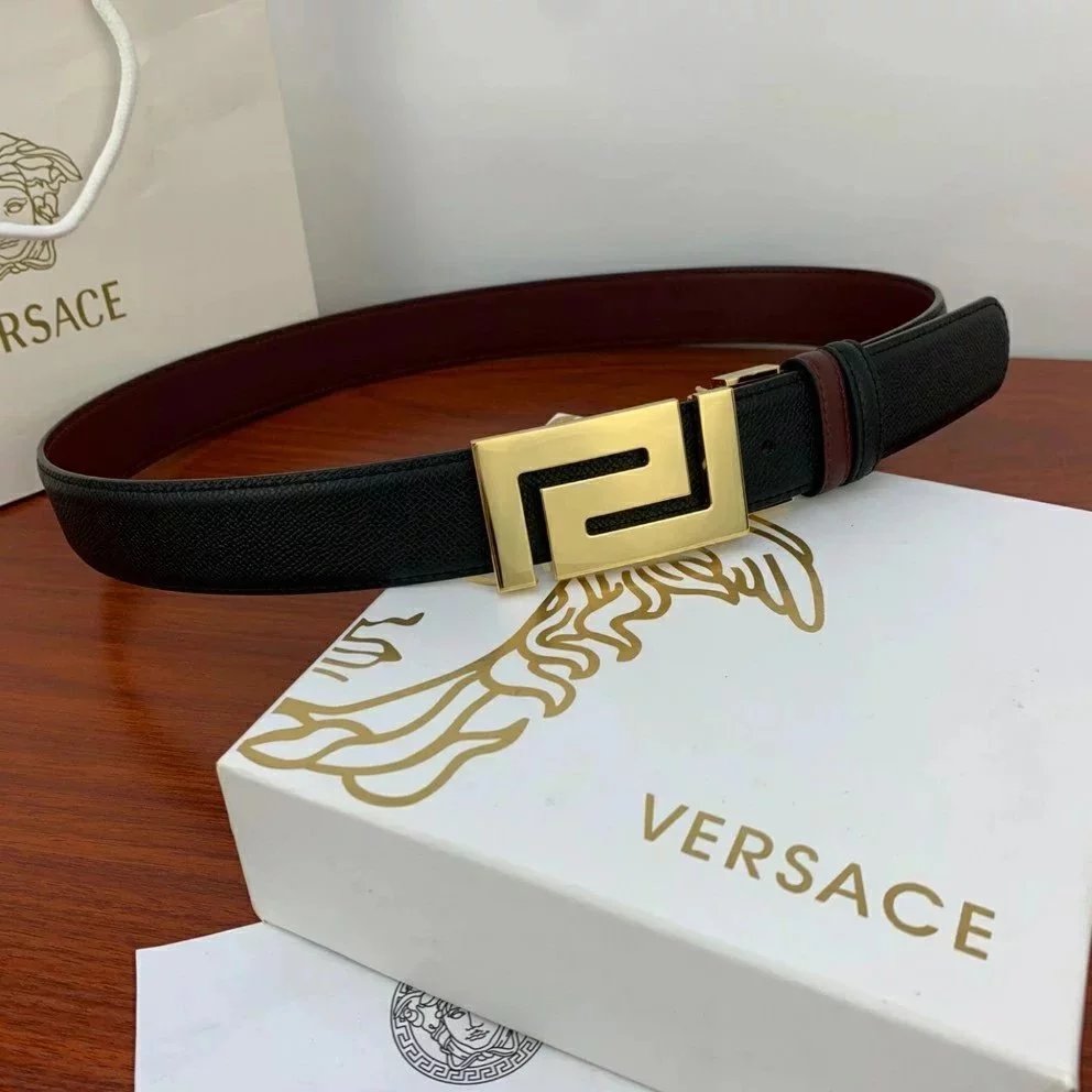 VERSACE Belt Top version Belt Men's First Layer Cowhide Smooth Buckle Business Casual Belt