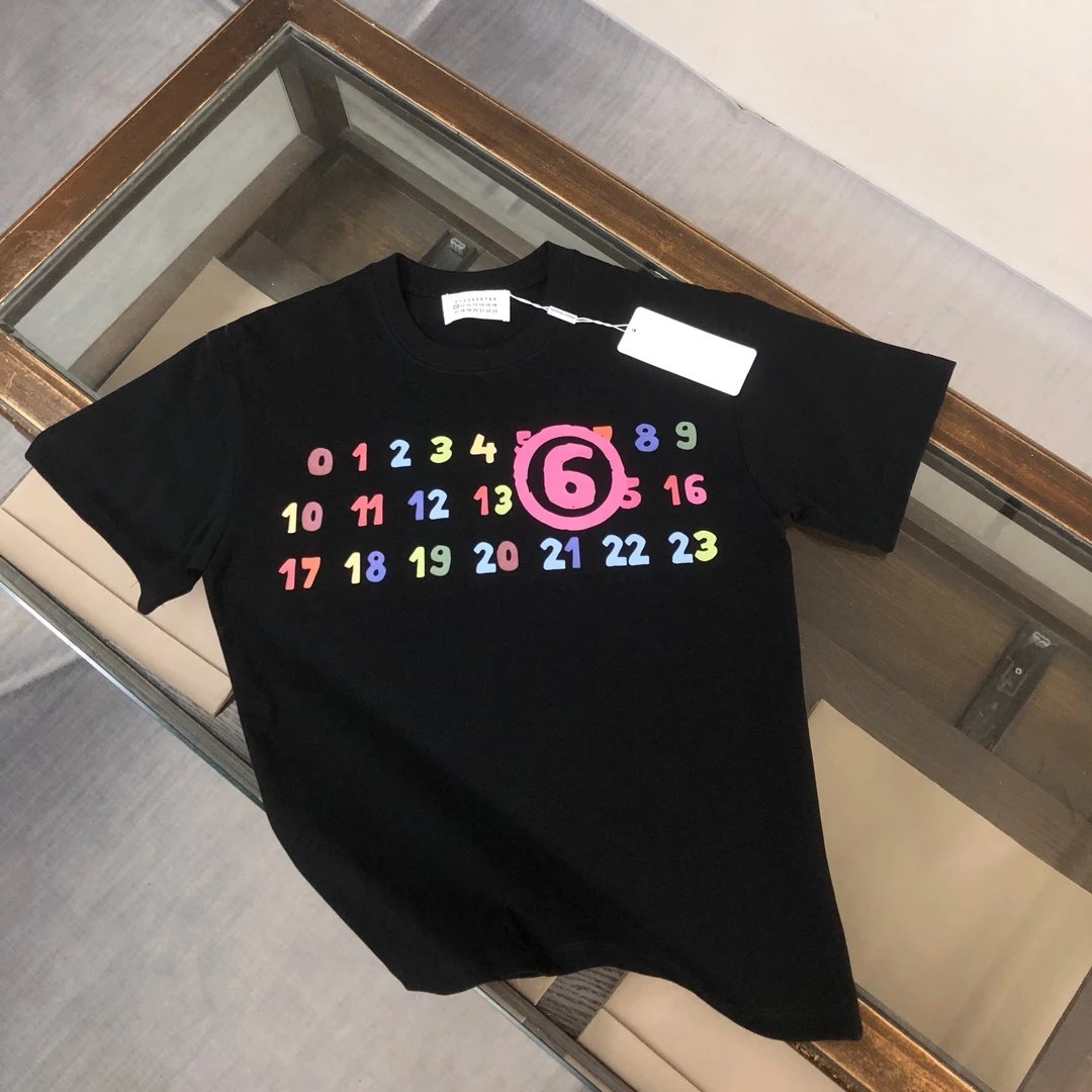 Maison Margiela T-shirt Colorful Number Print on the Chest logo round Neck Short Sleeve25ss New Pure Cotton Unisex Style T T-shirt OS Loose Fit Base Shirt Half Sleeve T-Shirt Top Half Sleeve