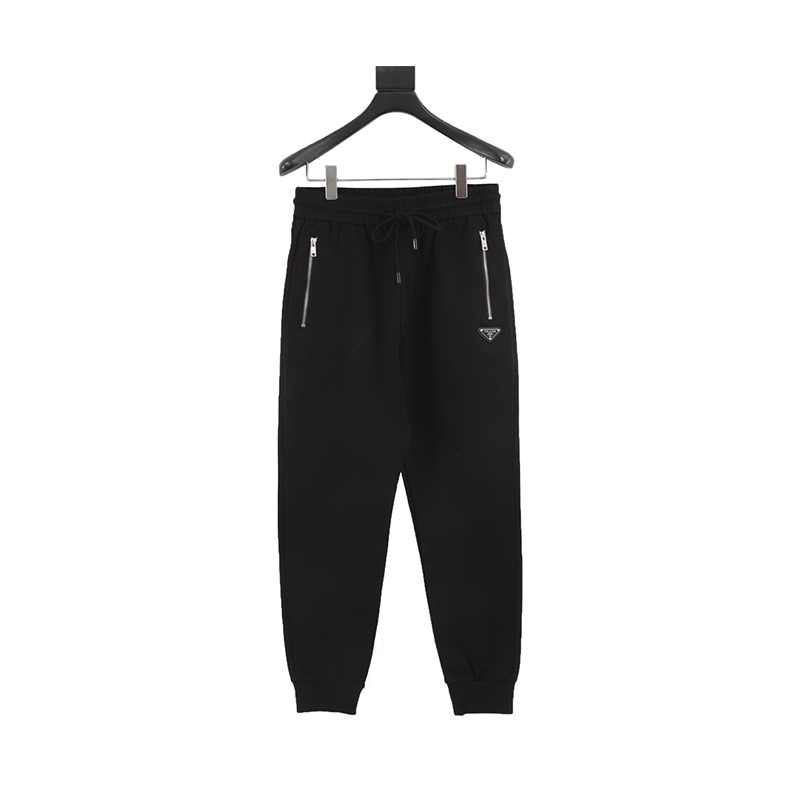 PRADA Sweatpants  Zipper Pocket Triangle Mark Casual Trousers for Men and Women