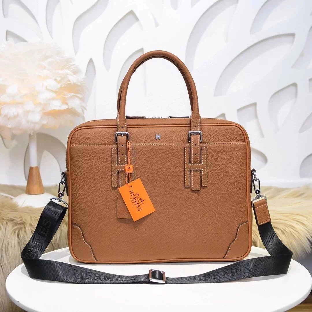 Hermes men's bag Top version Can Support Counter Comparison Genuine Goods Quality Men's Bag Business Briefcase Computer Bag Messenger Bag Shoulder Bag Handbag Handbag