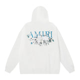 Amiri Hoodie 2024Autumn and Winter New Floral Letter Print Pattern Hooded Sweater for Men and Women