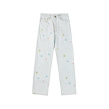 Louis Vuitton LV Jeans with Bamboo Joint sstyler Collaboration Jacquard Straight Washed Blue Jeans Autumn Winter New Unisex Loose Casual Wide Leg High Waist Pants