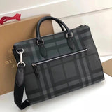 Burberry Men's Bag Top version New men's bag London Plaid Leather Briefcase Burberry Business Briefcase Men's Handbag Computer Bag Mouse Goods Men's Briefcase