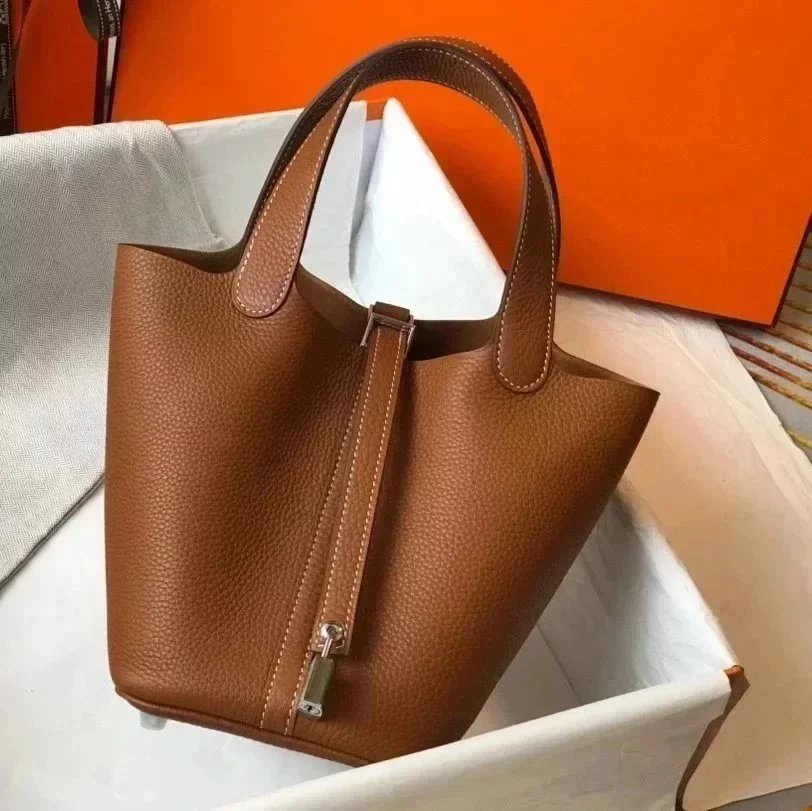 Hermes women's bag Top version Women's Bag21New Handmade picotin Bucket Bag1822Vegetable Basket Bucket Bag Handbag