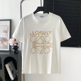 LOEWE T-shirt Chest Letter Pattern Embroidery logo round Neck Short Sleeve25ss New pure cotton T Unisex T-Shirt OS Loose Fit Base Shirt Top Half Sleeve T-Shirt