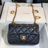 Chanel Women's Bag Top version 【Original Leather Products】2022New Chinese Valentine's Day Love Chain Bag Big Mini Fat Fang CF Bag Heart-Shaped Chain Flap Bag Peach Heart Ornaments New Women's Bag Crossbody Bag