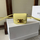 Celine women's bag Top version 【Kowloon Leather Original Leather】2022Spring New Super mini Triomphe Small Waste Bag11cmTriomphe Arc De Triomphe mini Earphone Bag Small Waste Bag2023New Color Cherry Blossom Pink New Women's Bag Shoulder Bag Messenger Bag S