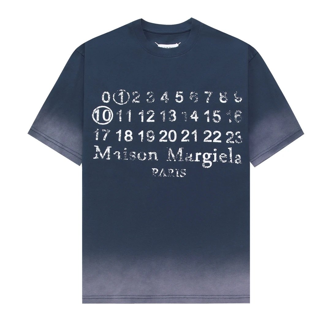 Maison Margiela T-shirt Washed Vintage Graffiti Number Print logo round Neck Short Sleeve25ss New Pure Cotton Unisex Style T T-shirt OS Loose Fit Base Shirt Short Sleeve Top T-Shirt