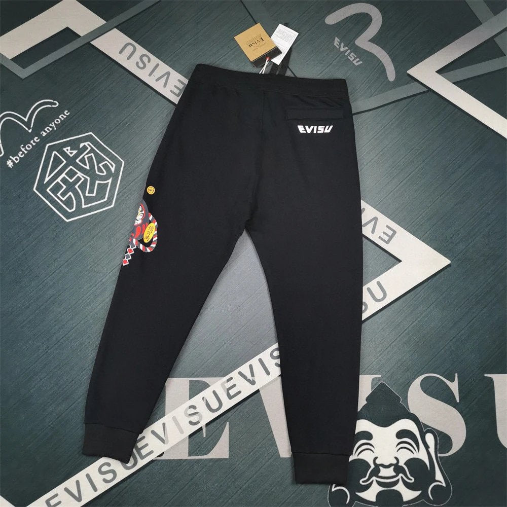 Evisu Sweatpants Top Version2024Autumn and Winter New Sweatpants Colorful Diamond Damo Men and Women Loose Casual Couple Long Pants Fashion