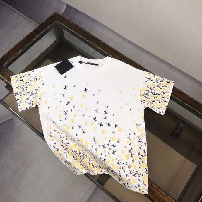Louis Vuitton LV T-shirt Allover Small Letter Print logo round Neck Short Sleeve25ss New Pure Cotton Unisex Style T T-shirt OS Loose Fit Base Shirt Top Half Sleeve T-Shirt
