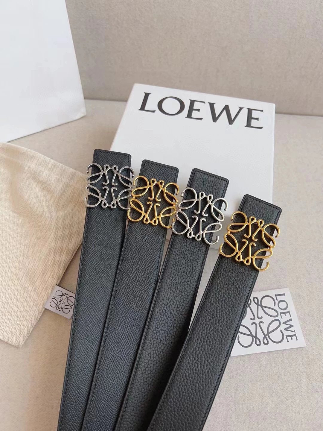 LOEWE Belt Top version Belt Genuine Cattlehide Leather Surface Original Single Original Single Double-Sided First Layer Original Cowhide3.8Men's Leather Belt Man's Belt Men's Belt Business Casual Pants Belt Men's Business Casual Belt Belt Men's High-End B