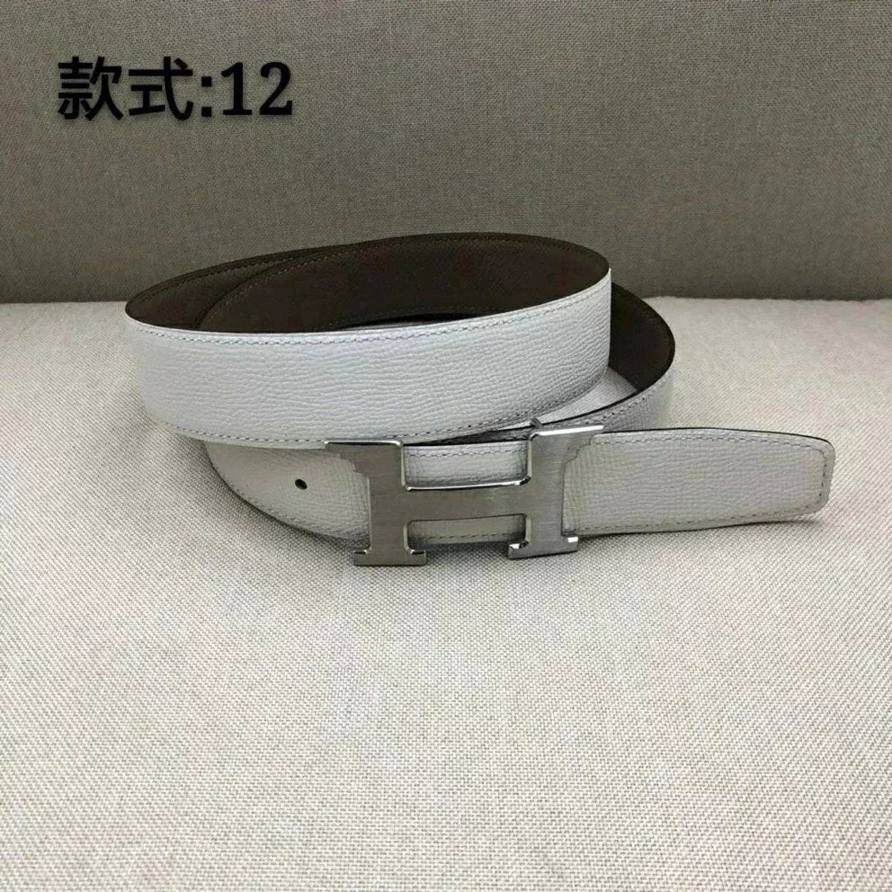 Hermes Belt Top version Men's and Women's Leather Belt Double-Sided Belt Italy Imported Cowhide Leather Original Leather Pure Steel Buckle Palm Grain h Home Double h Buckle Jeans Button