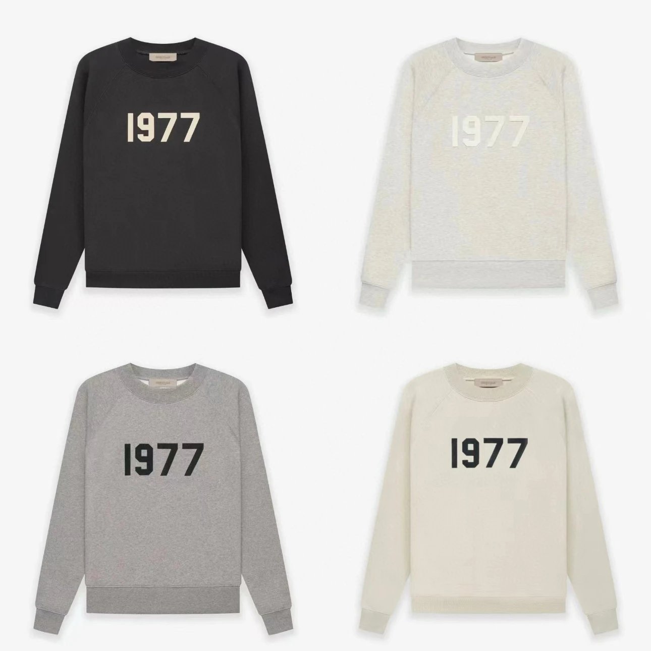 ESSENTIALS Hoodie Top Version Double-Line Flocking1977Loose Pure Cotton Couple round Neck Sweater for Men