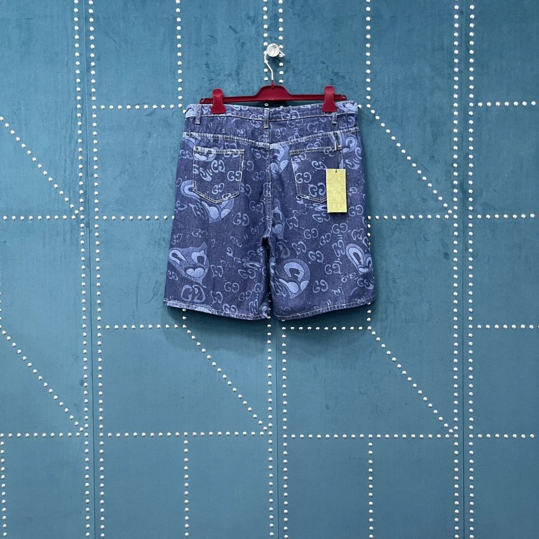 Gucci Shorts Full Print Liquid Heart Print logo Five-point Shorts25ss New Drawstring Casual Summer Pants5Two-in-One Casual Sweatpants for Men and Women, Pure Cotton Joggers