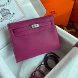 Hermes women's bag Top version 【H Handmade】Women's Bag KellyDanSe22cmevercolor Leather Imported Beeswax Thread Clutch Backpack Waist Bag Shoulder Messenger Bag Gold and Silver Buckle