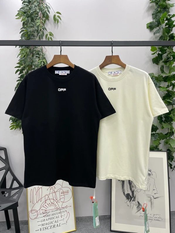 OFF-White T-shirt Top Version Counter Same Style Cotton Short Sleeve T T-shirt Men's and Women's Loose Summer Base Casual Half Sleeve