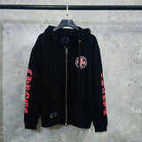 Chrome Hearts Hoodie Correct Version Red Cross Sanskrit Letter Flower Arm Horseshoe Sweater Men Hoodie Jacket