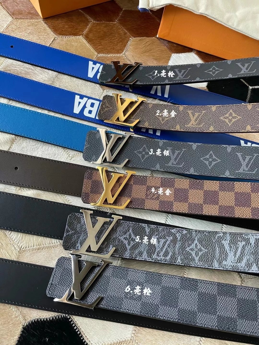 Louis Vuitton LV Belt Top version 【Counter Quality】The Most New Belt4.0cm Men's Belt Metal Buckle Men's Leather Belt with Classic Presbyopic Checkerboard Plaid Belt！Positive Trade Company Product Japanese Orders！Non-Market General Imitation，With Genuine G