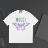 Gucci T-shirt Chest Butterfly Print logo round Neck Short Sleeve25ss New Pure Cotton Unisex Style T T-shirt OS Loose Fit Base Shirt Half Sleeve T-Shirt Top Half Sleeve