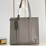 Louis Vuitton LV briefcase Top version **Old Factory M57308Men's Leather Briefcase TOTE Bag Aerogr Tote Bag Men's Briefcase Business Trip Shopping Bag Computer Bag21542Elephant Gray Blue Chloe Paddington Men's Tote Bag