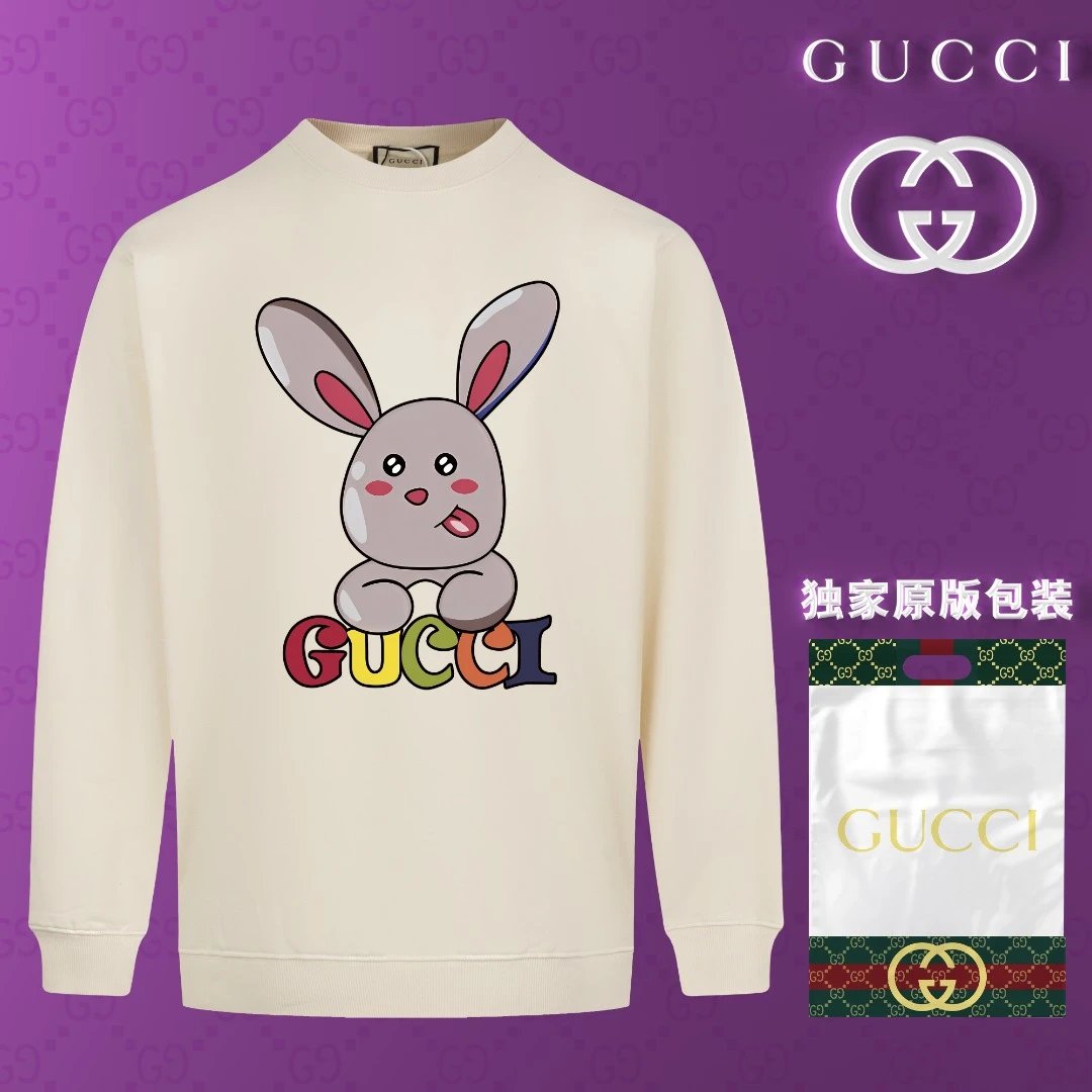 Gucci Hoodie Bunny on Chest logo Round Neck Sweatshirt Jacket Pullover Long Sleeve OS Loose Fit Base Shirt Top Unisex Sports Casual