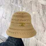 Celine Hat Brand logo Fisherman Hat Casual Sun Protection UV Protection Plain Face Covering Sun Hat Outdoor Versatile Flat Top Bucket Hat